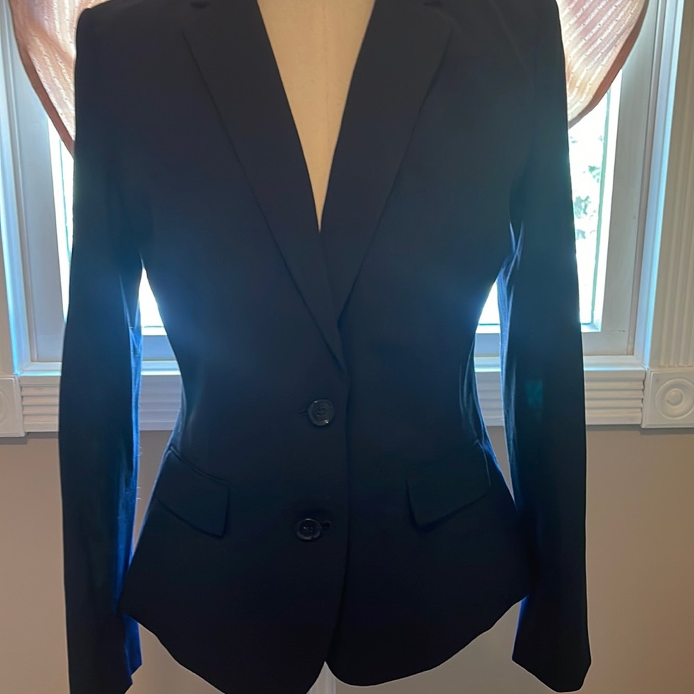 Navy Blue Double Breasted Suit Blazer